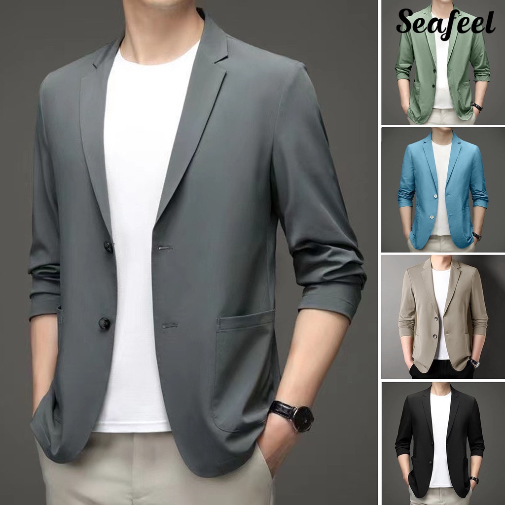 [SEA] Formal Summer Suit Coat Business Coat Lapel Long Sleeves Double ...