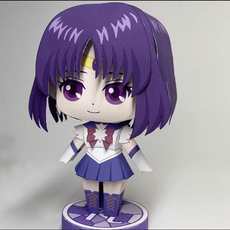 Chibi anime girl paper model Sailor Saturn/Sailor Tomoe (Hotaru Tomoe ...