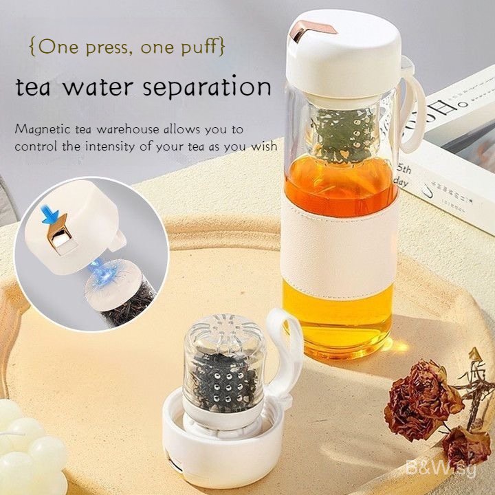 Magnetic tea compartment tea water separation glass cup, female high ...