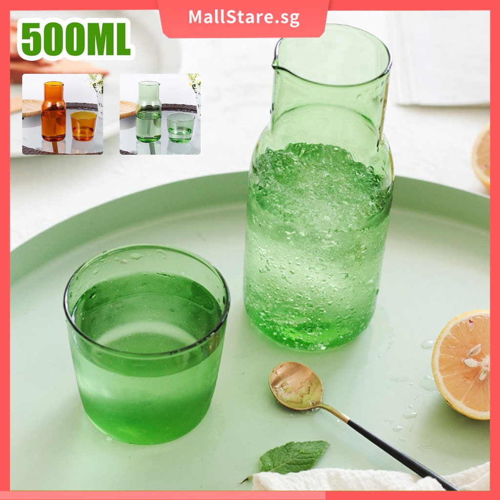 Bedside Water Carafe with Tumbler Reusable Glass Water Carafe with Cup