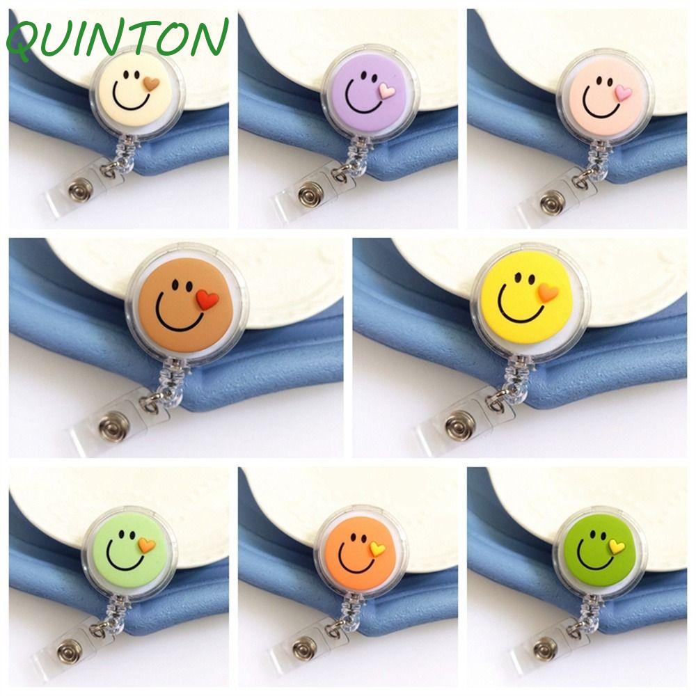 QUINTON Nurse Badge Reel, Name Tag Smiling Face Retractable Badge Holder,  Cute Cartoon ID Card PVC Easy Pull Buckle Hospital Use