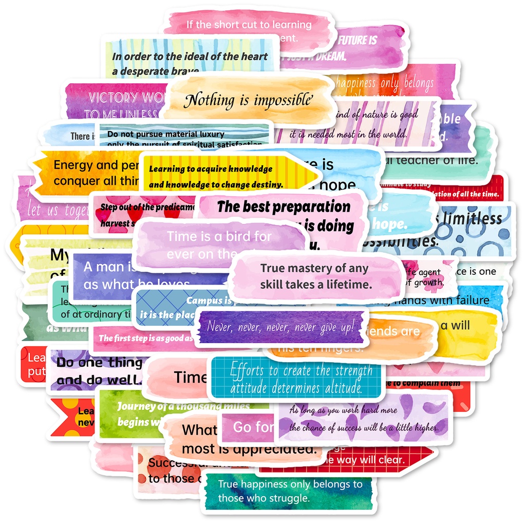 50Pcs/Set Colorful Healing Phrase Label Series 01 Stickers DIY Fashion ...