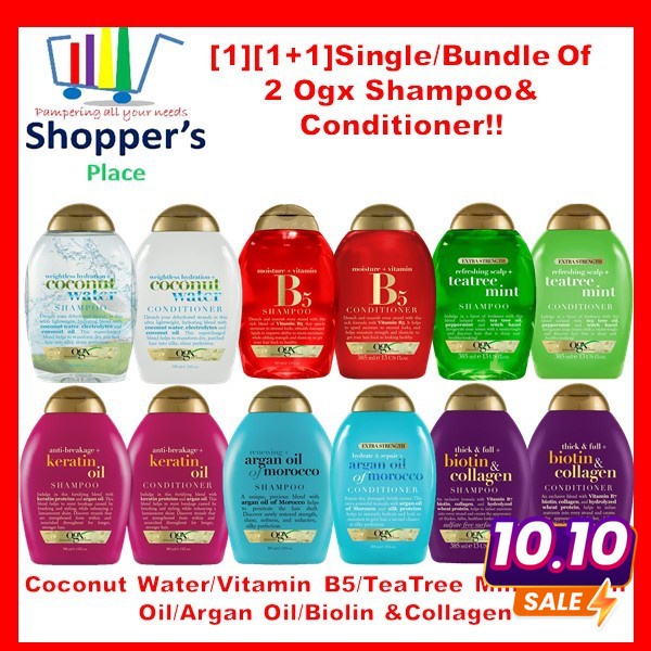 [1][1+1]Single/Bundle Of 2 Ogx Shampoo& Conditioner 385ml!! | Shopee ...