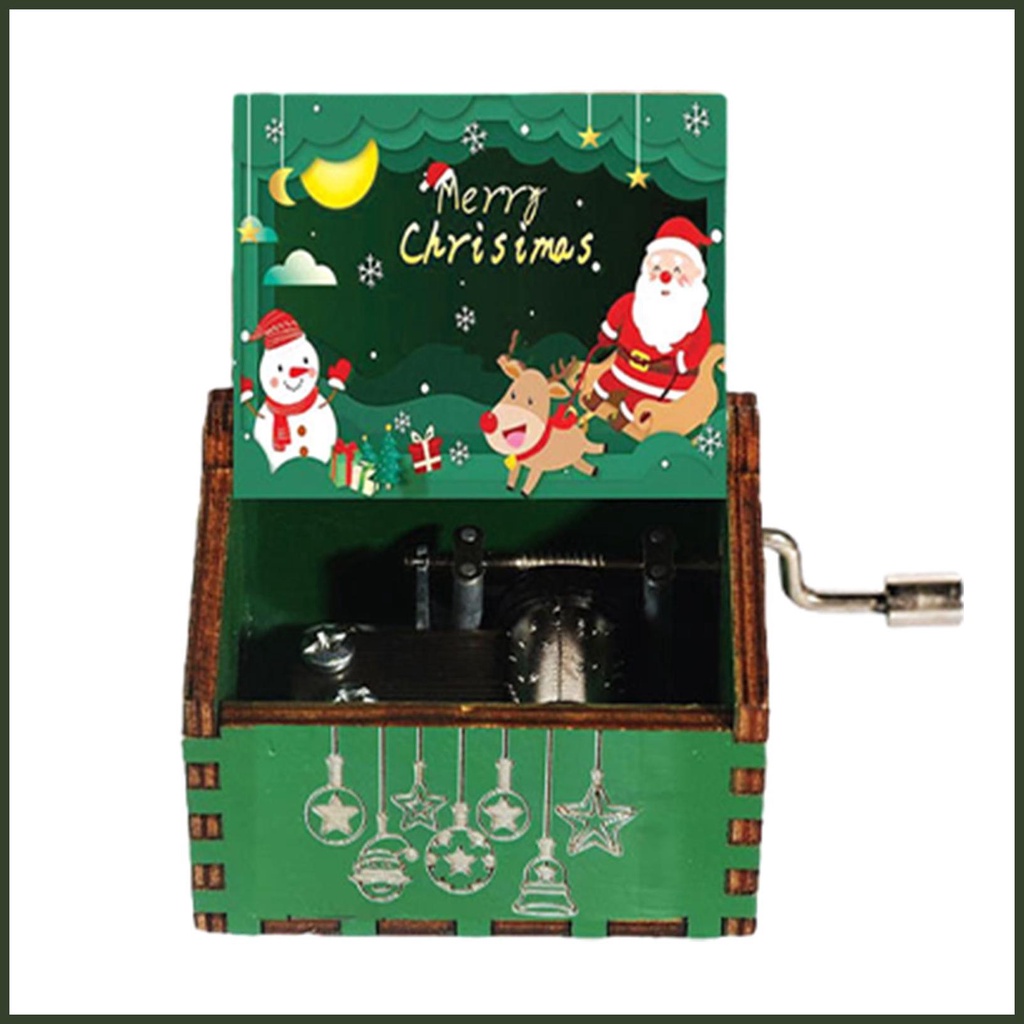 Vintage Christmas Music Box Classical Carved HandCranked Music Box