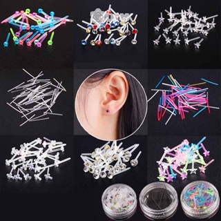 25 Pairs of Transparent Plastic Earrings Clear Ear Hole Retainer Earring Studs Clear Ear Spacers Piercing Jewelry for Men Women Girls, DIY Supplies (