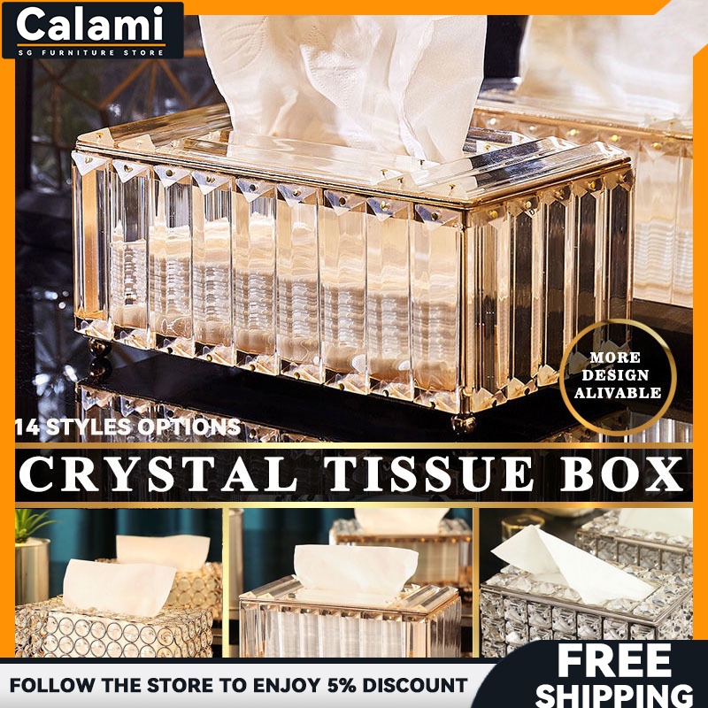 European Crystal Tissue Box Modern Living Room Bedroom Office Light ...