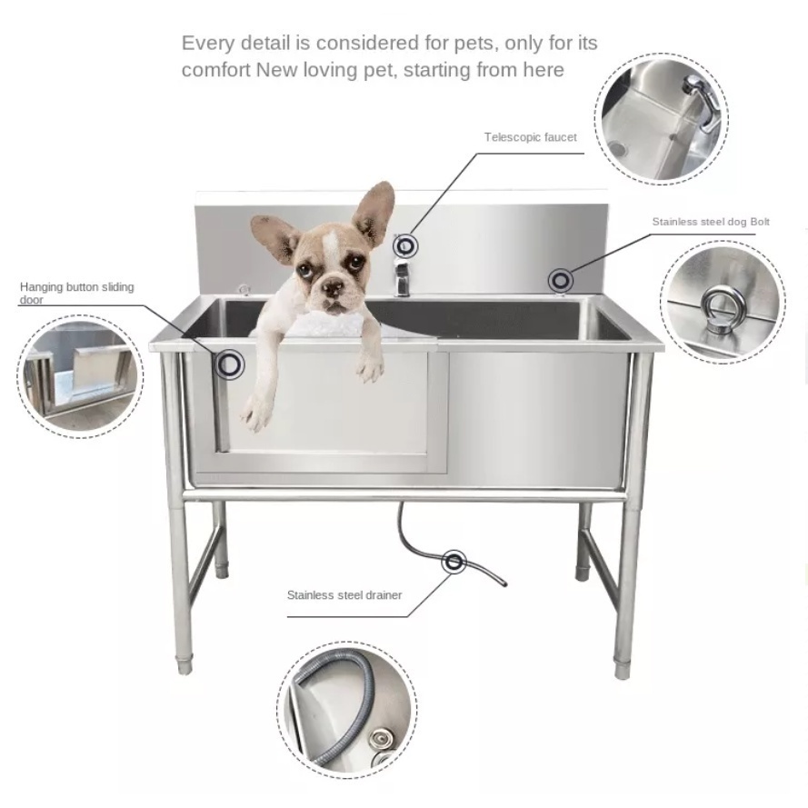 Byto Stainless Steel Pet Bathtub Large Dog Bath Thickened Pet Store