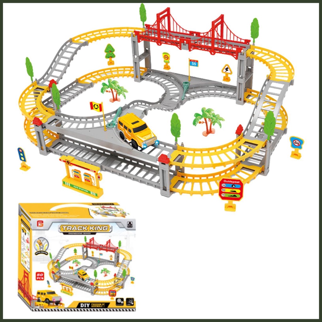 Dinosaur Race Car Track Set Flexible Puzzle Car Track Toy Realistic