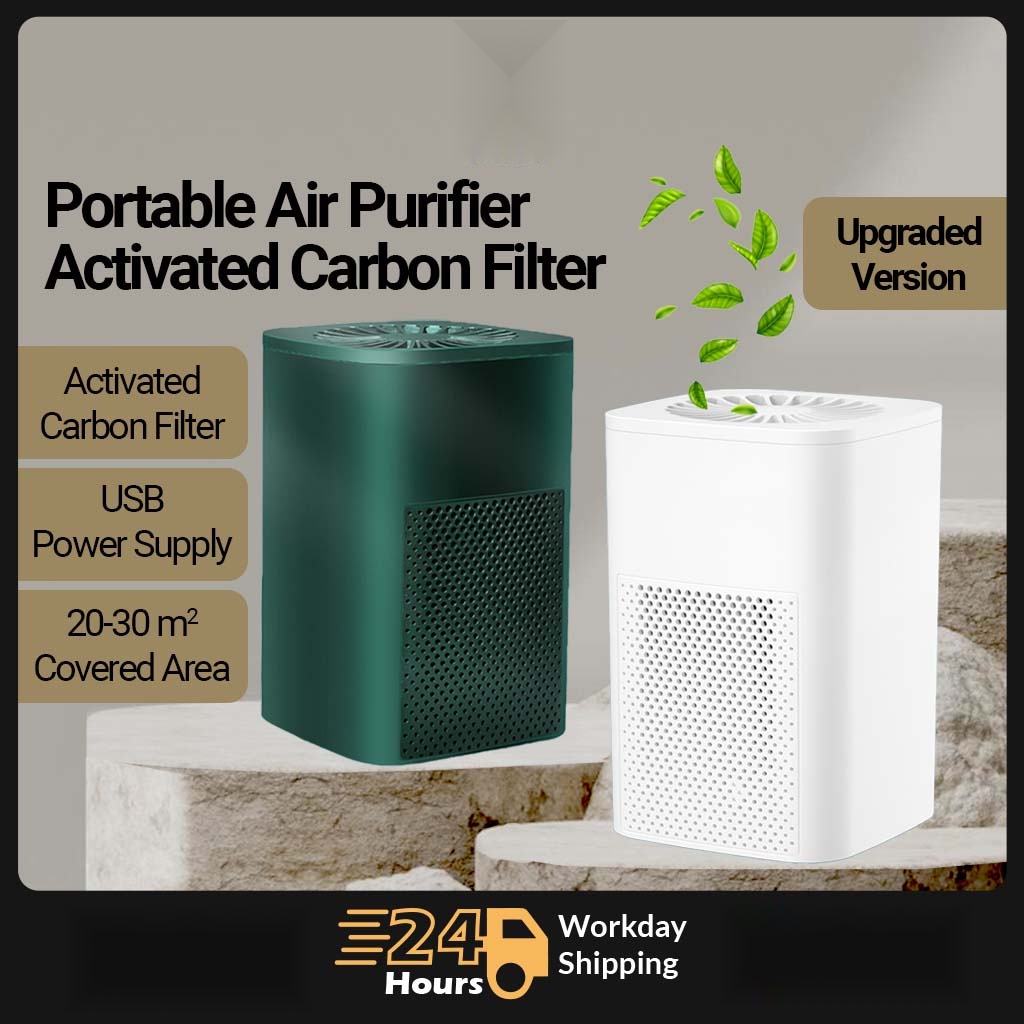 Portable Air Purifier Active Carbon Filter Anti Bacteria USB Mute Mini