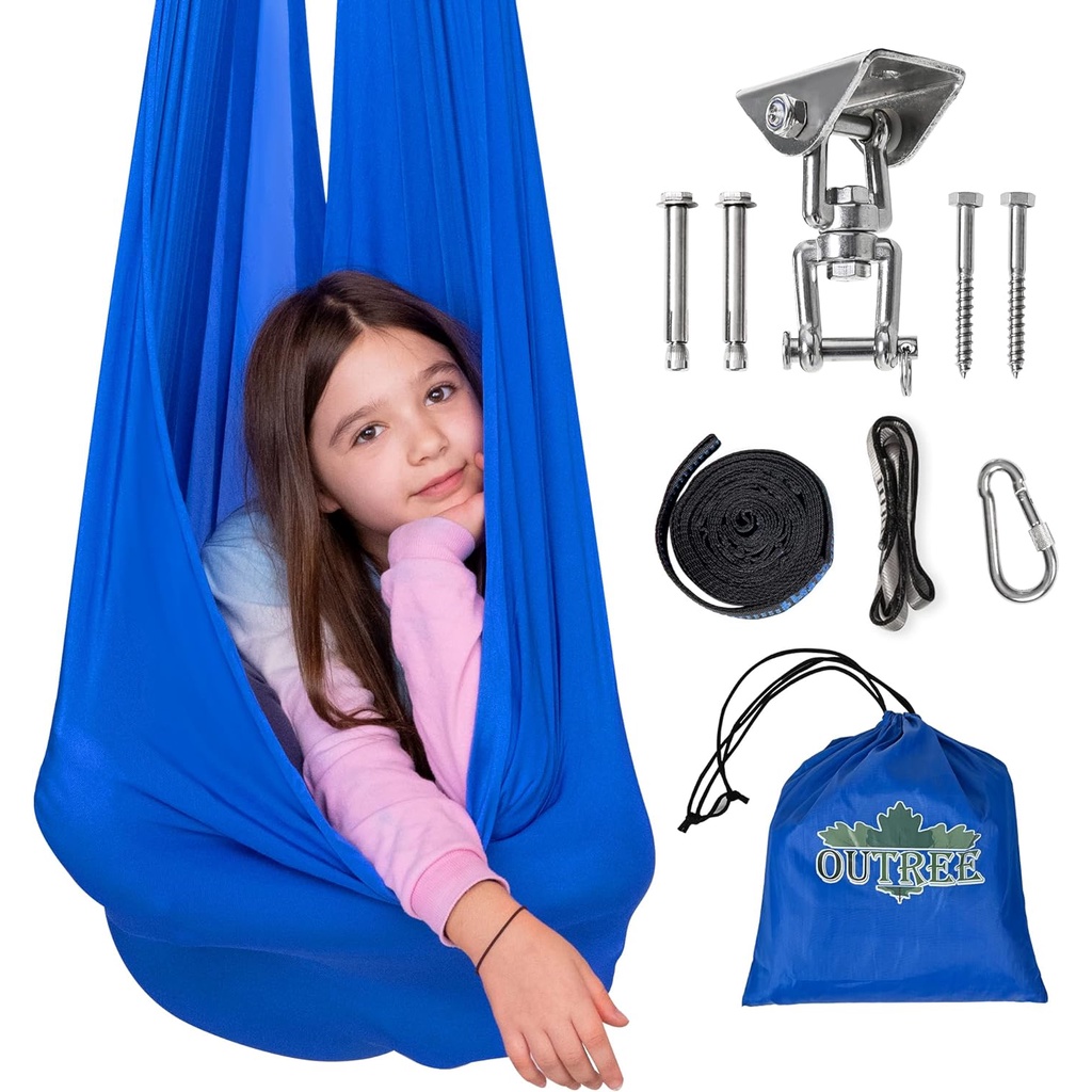 Sensory Swing for Kids with 360° Swivel Hanger, Indoor Therapy Swing