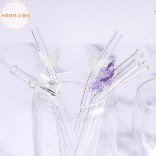 1PC Butterfly Glass Straws Reusable Clear Straws For Smoothies Cocktails  Drinking Bar Tools Drinkware