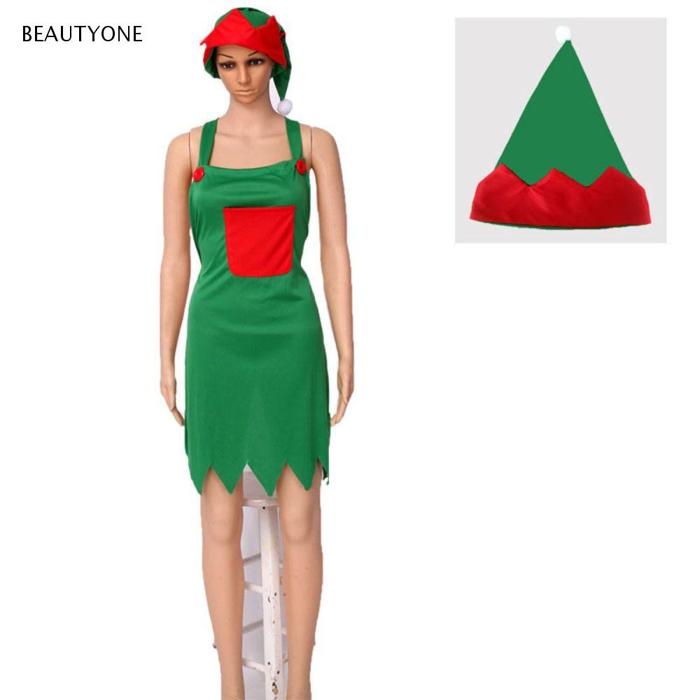 TOPBEAUTY Christmas Apron and Hat, NonWoven Cosplay Party Props