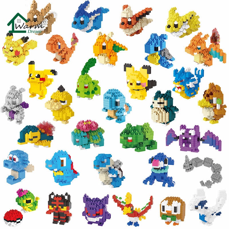 Pokemon DIY Mini Building Block Pikachu Character Johnny Turtle Model ...