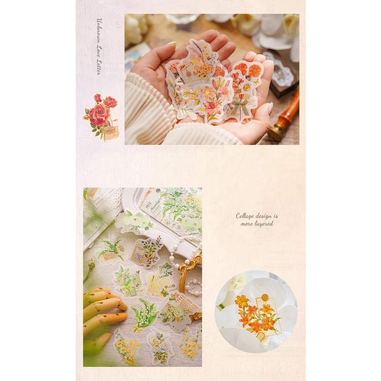 JIANWU 20 Sheets Flower Time Flower Affairs Series Vintage Bronzing ...