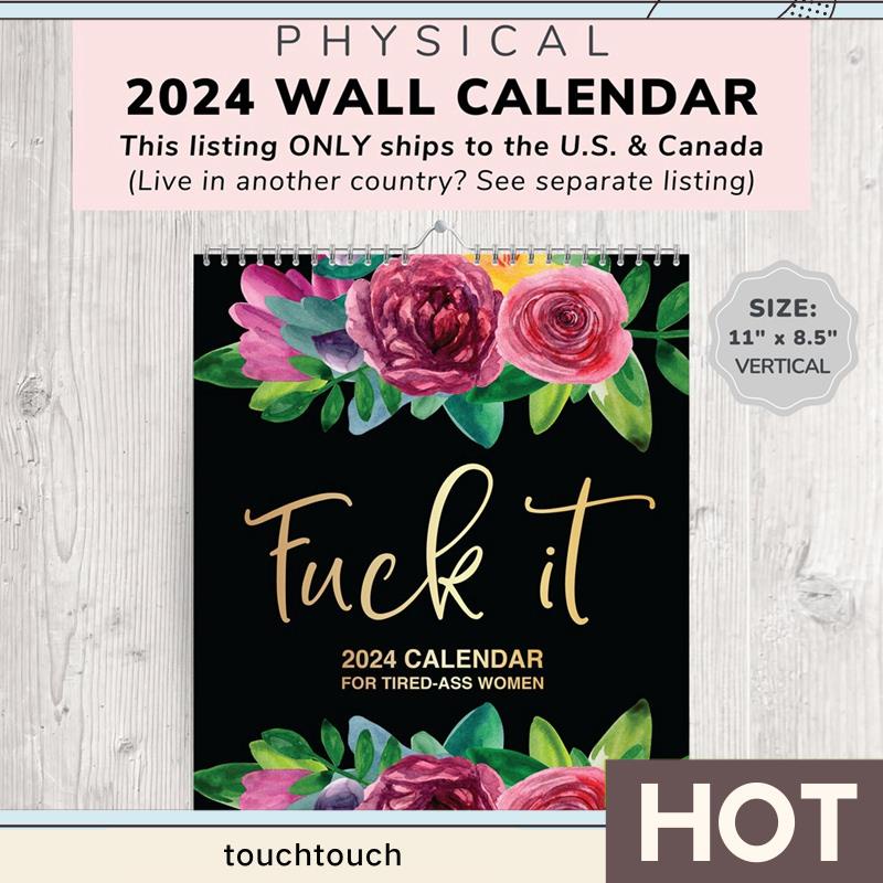 2024 Wall Calendar, Funny Calendar 2024, Swearing Calendar, Physical