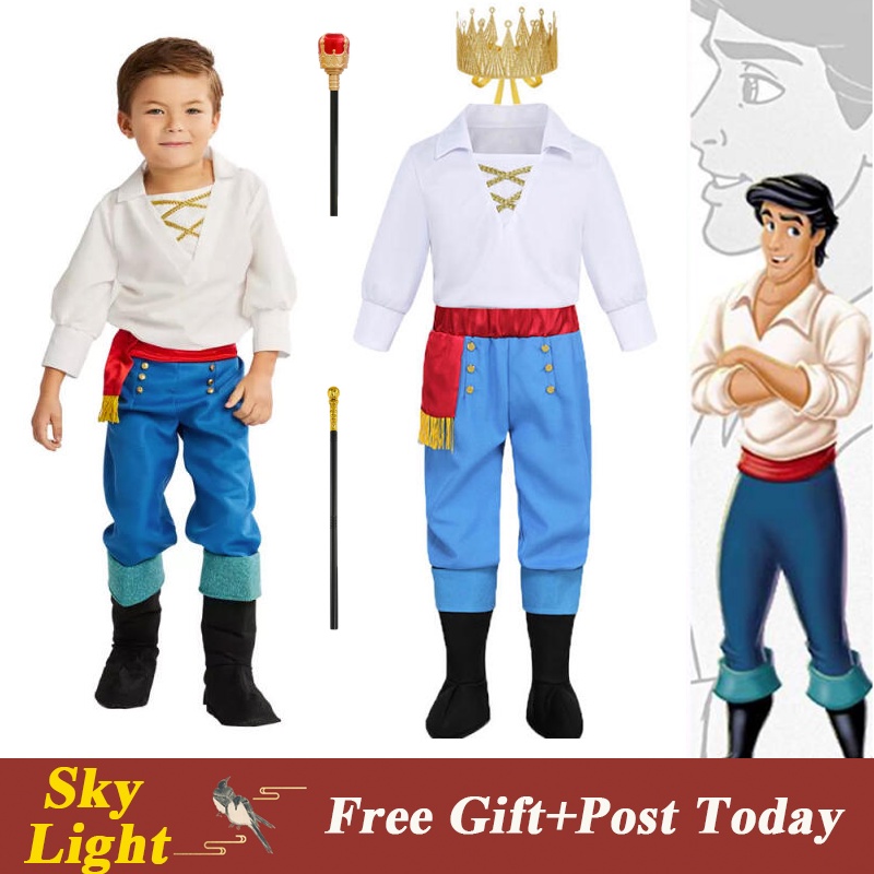 Little Mermaid Prince Eric Cosplay Costume For Kids Boy White Body Suit For Baby New Born Halloween Christmas Clothes Set Shopee Singapore