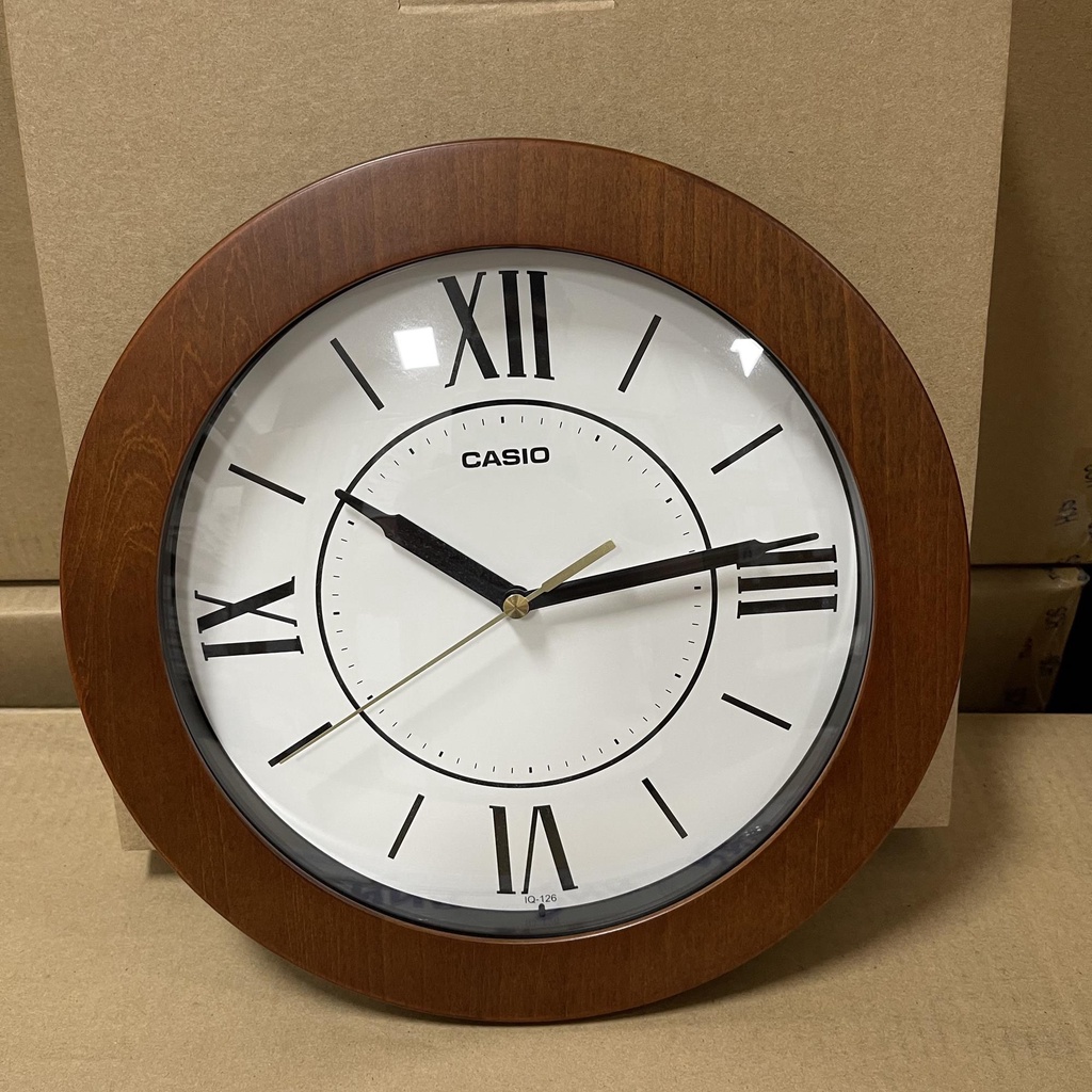 Casio Clock IQ-126-5B Brown Wooden Smooth Second Hand Roman Numeral ...