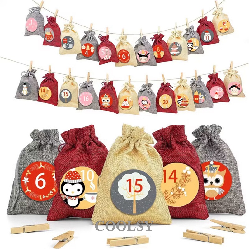 COOLSY Advent Calendar For Filling, 24 Printed Christmas Calendars For