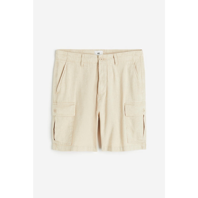 Linen-Blend Cargo Shorts