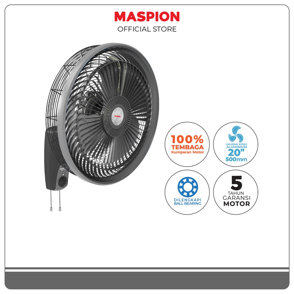 Maspion Power Wall Fan Kipas Angin Dinding 20 Inch PW-2006 W