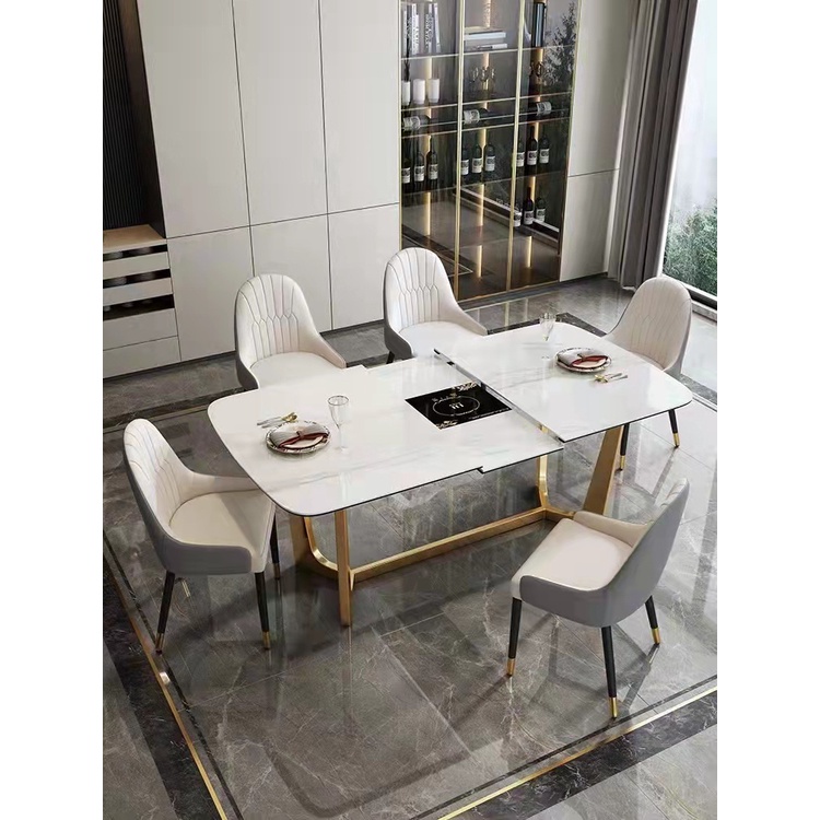 TT Extendable Dining Table Light Nordic Style Retractable Household ...