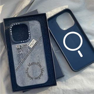 CASETiFY X Matin Kim Denim Pocket Magnetic suction Sliver Mirror Case Apple  IPhone 15 14 13 12 Pro Max Plus Hard Back With Box Carving logo
