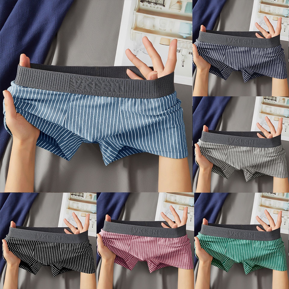 6Pcs Men Panties Cotton Boxer Shorts Retro Striped Men Underwear