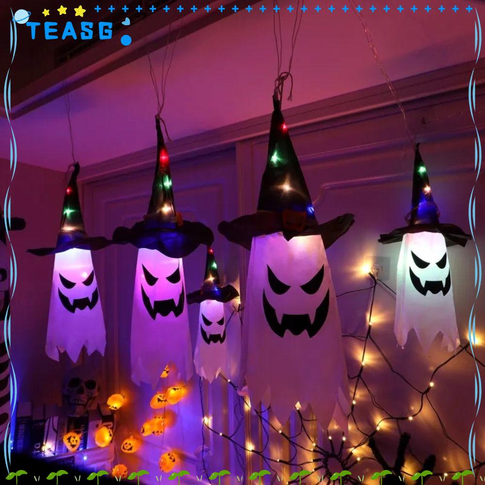TEASG Halloween Witch Hat, Hanging LED Lights Wizard Ghost Hats