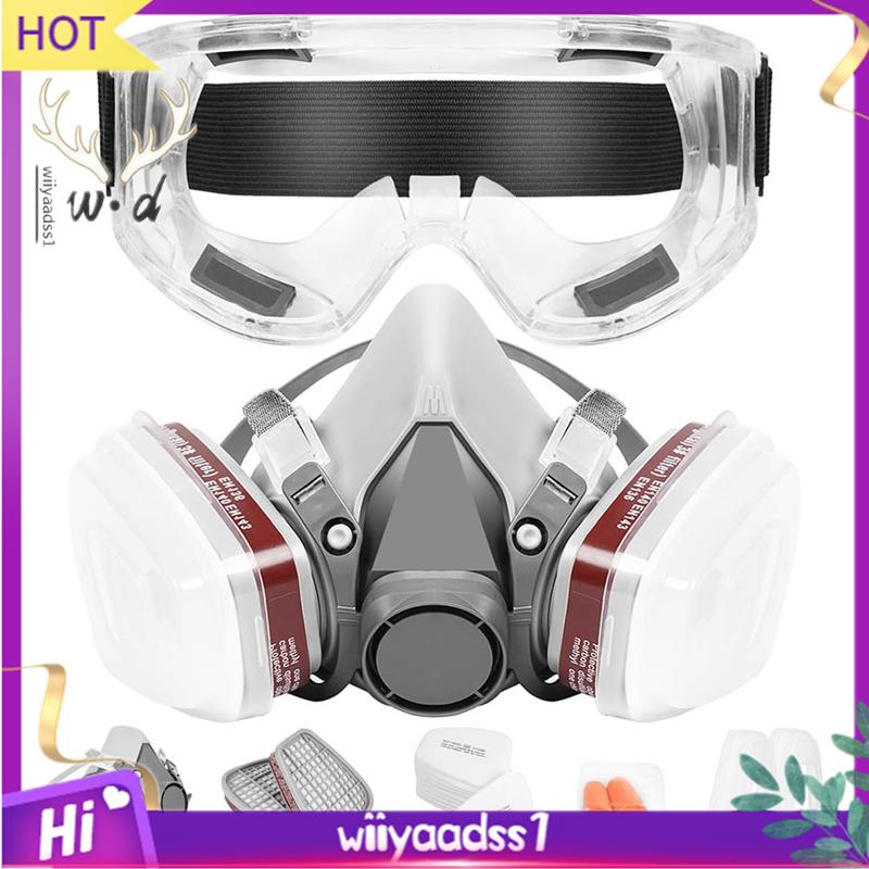 Respirator Mask Half Face Paint Mask With Filters With Safety Glasses