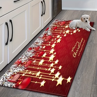 Christmas Decorations,christmas Floor Mat, Indoor Rug Non-slip Door Mat,  Christmas Pattern Indoor Home Decor Christmas Doormat Rug, Bath Mat1pcs-red
