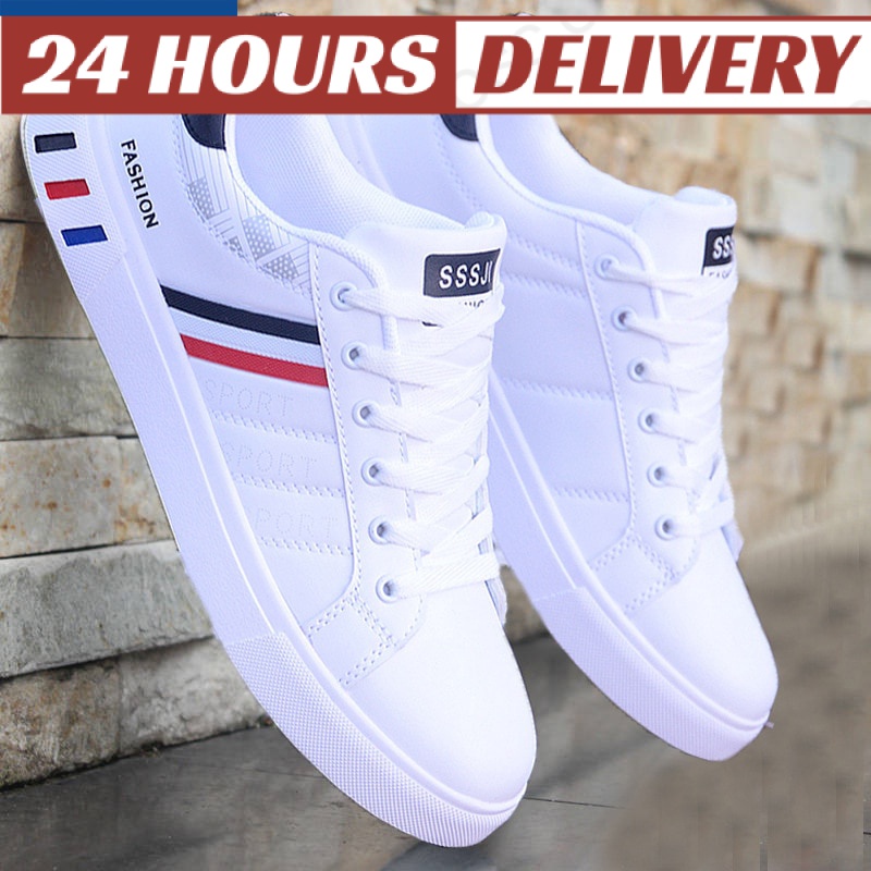 White Casual Shoes Men Leather Sneakers Male Comfort Sport Running ...