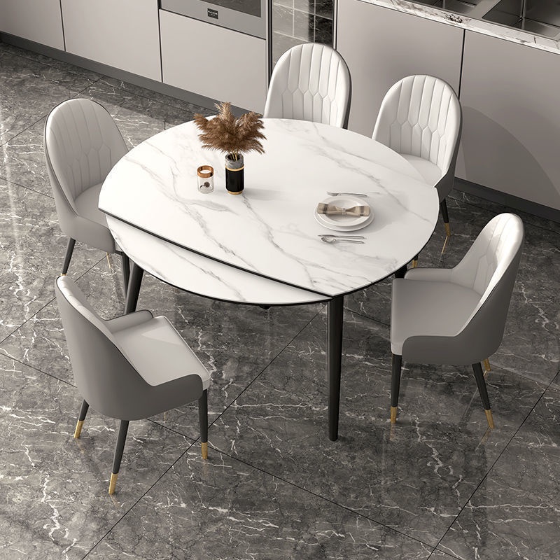 Folding Dining Table Solid Wood Light Luxury Expansion Round Table ...