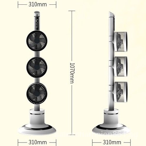 Standing Fan With 3 Fan Heads Air Circulation Fan Electric Cooling Fans ...