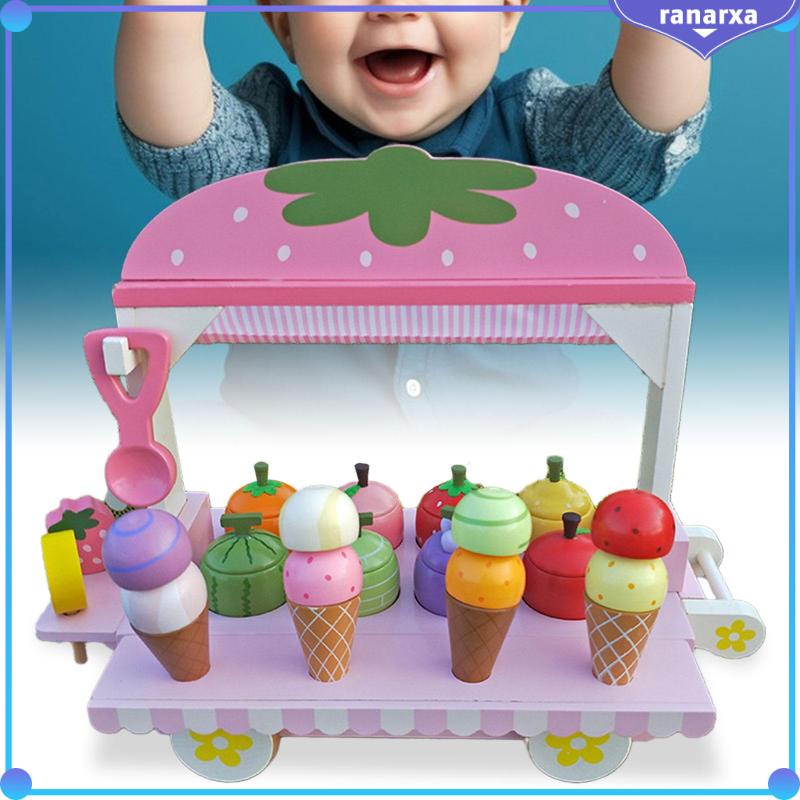 [Ranarxa] Ice Cream Cart Toy Simulation Ice Cream with Pretend Toy Ice