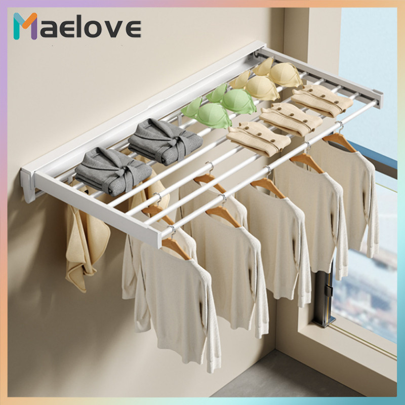 No-Hole Wall-Mounted Drying Rack Can Be Folded Telescopic Invisible ...