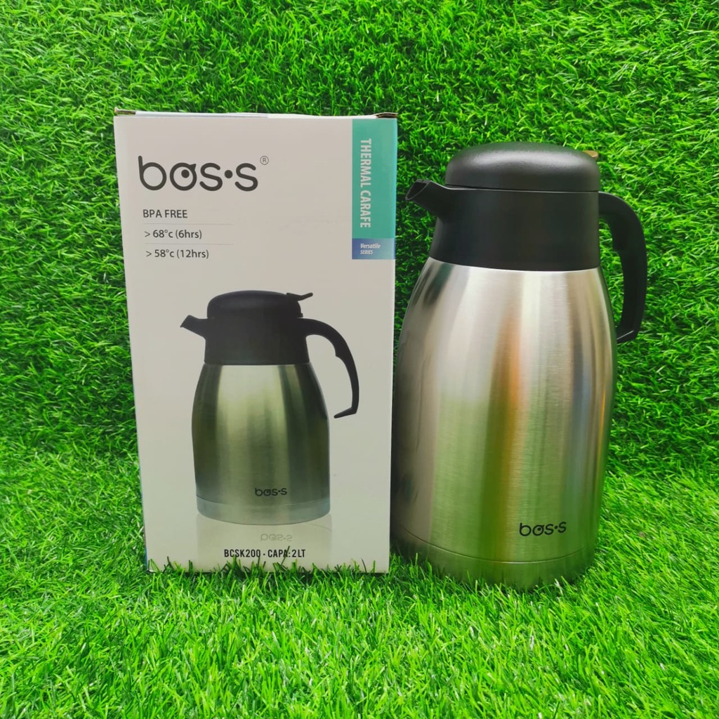 BOS'S STAINLESS STEEL THERMAL CARAFE 2LITRE JAR THERMOS (JAG AIR