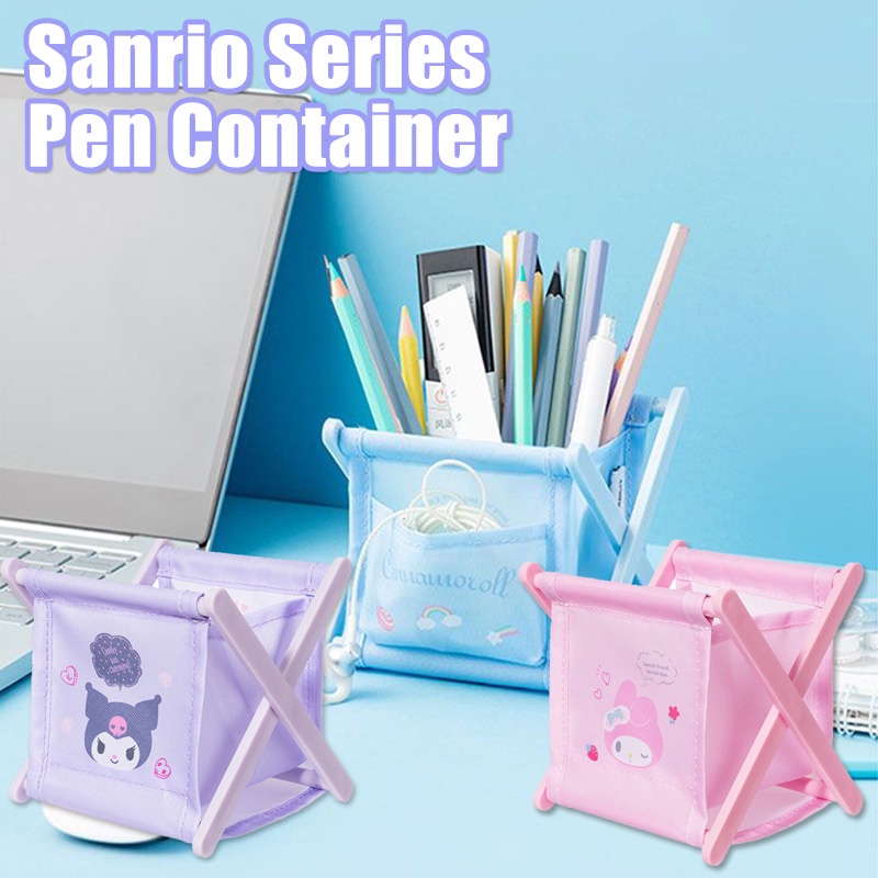MINISO Cartoon Folding Pen Holder Kuromi Melody Pen Container School Office Supplies Desk