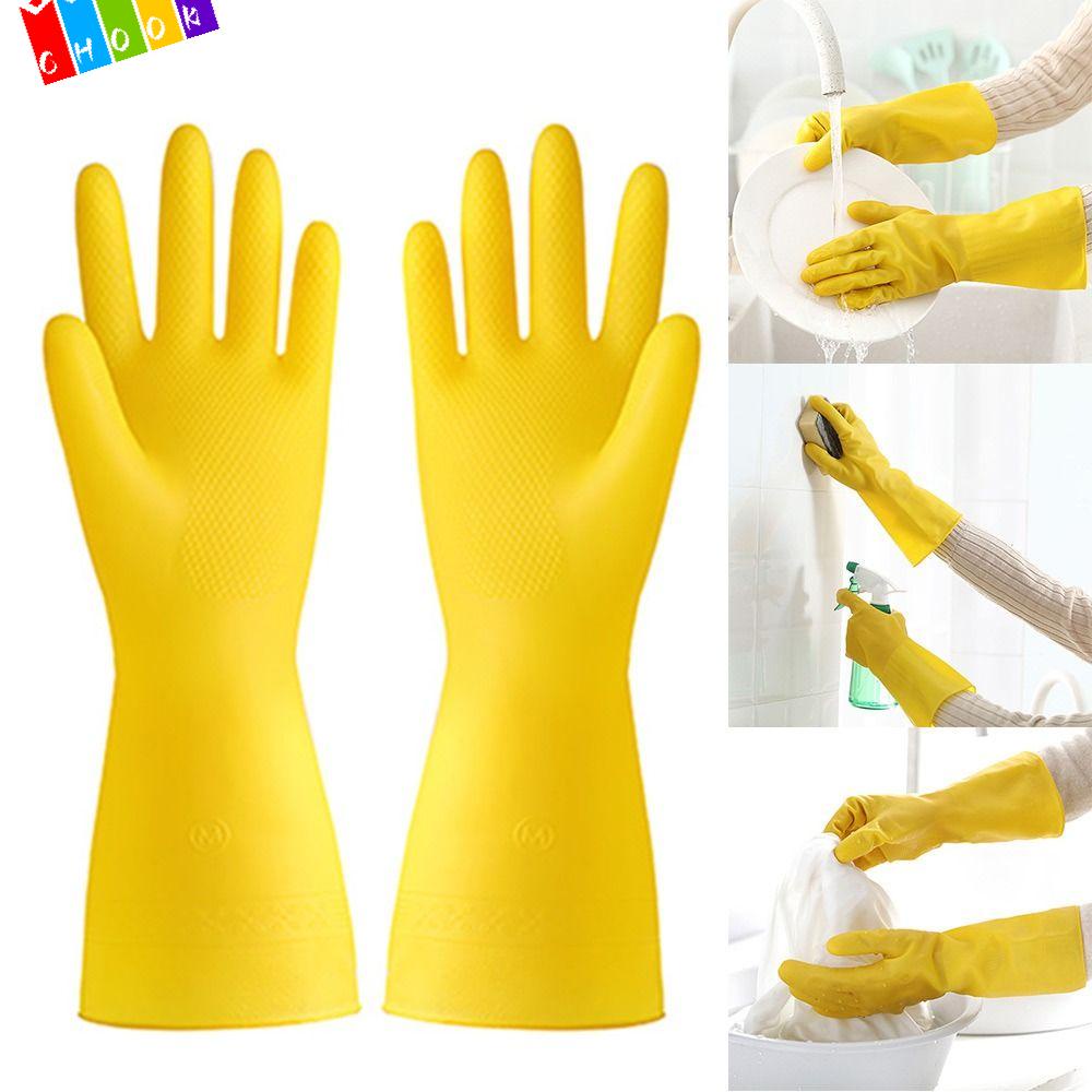 CHAAKIG Dishwashing Gloves, Rubber Latex Thickened Cleaning Household