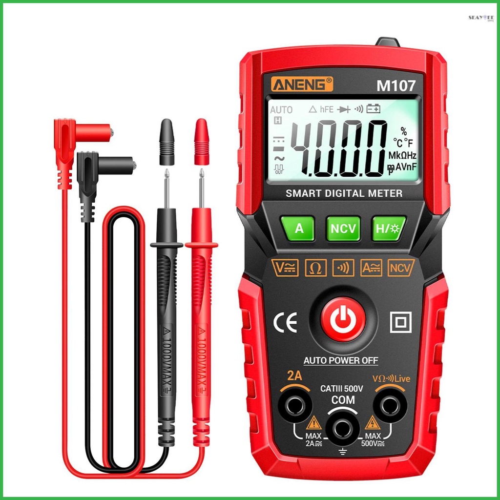 ANENG M107 Smart Digital Multimeter 4000 Counts NCV Universal Meter