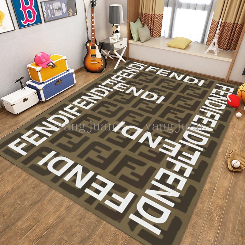 customized FENDI logo printing Carpet Bedroom Bedside Sofa Floor Mat Bathroom Door Mat Absorbent and Non slip rugs room decor area rug a23 Shopee Singapore