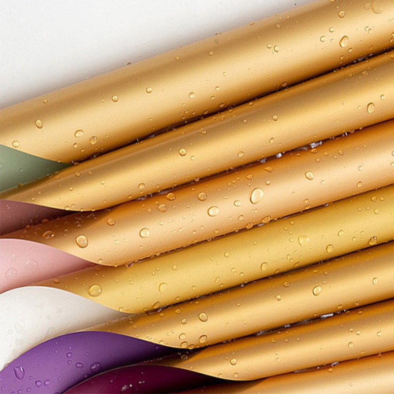 20 Sheets Golden Colored Flowers Wrapping Paper Double Colors