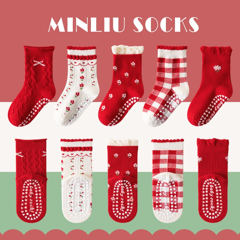 FeMereina Baby Socks Non Slip Warm Christmas Socks Infant Boys Girls Thick Winter Socks New Year Floor Socks Cozy Socks For Fall Winter