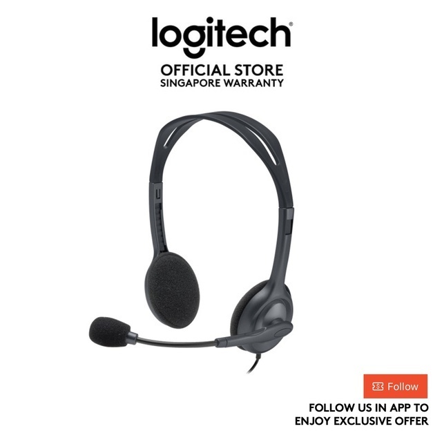 Logitech H111 Stereo Headset with Adjustable Headband Single 3.5mm Jack Shopee Singapore