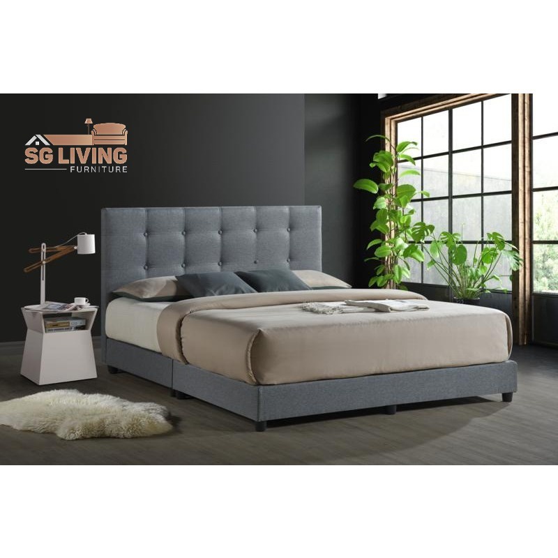 [High Quality ] Modern Grey Linen Fabric Bedframe with Headframe Queen ...