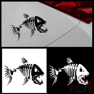 2 x SKELETON FISH Stickers fishing tackle skull boat car window decal 4x4  jdm
