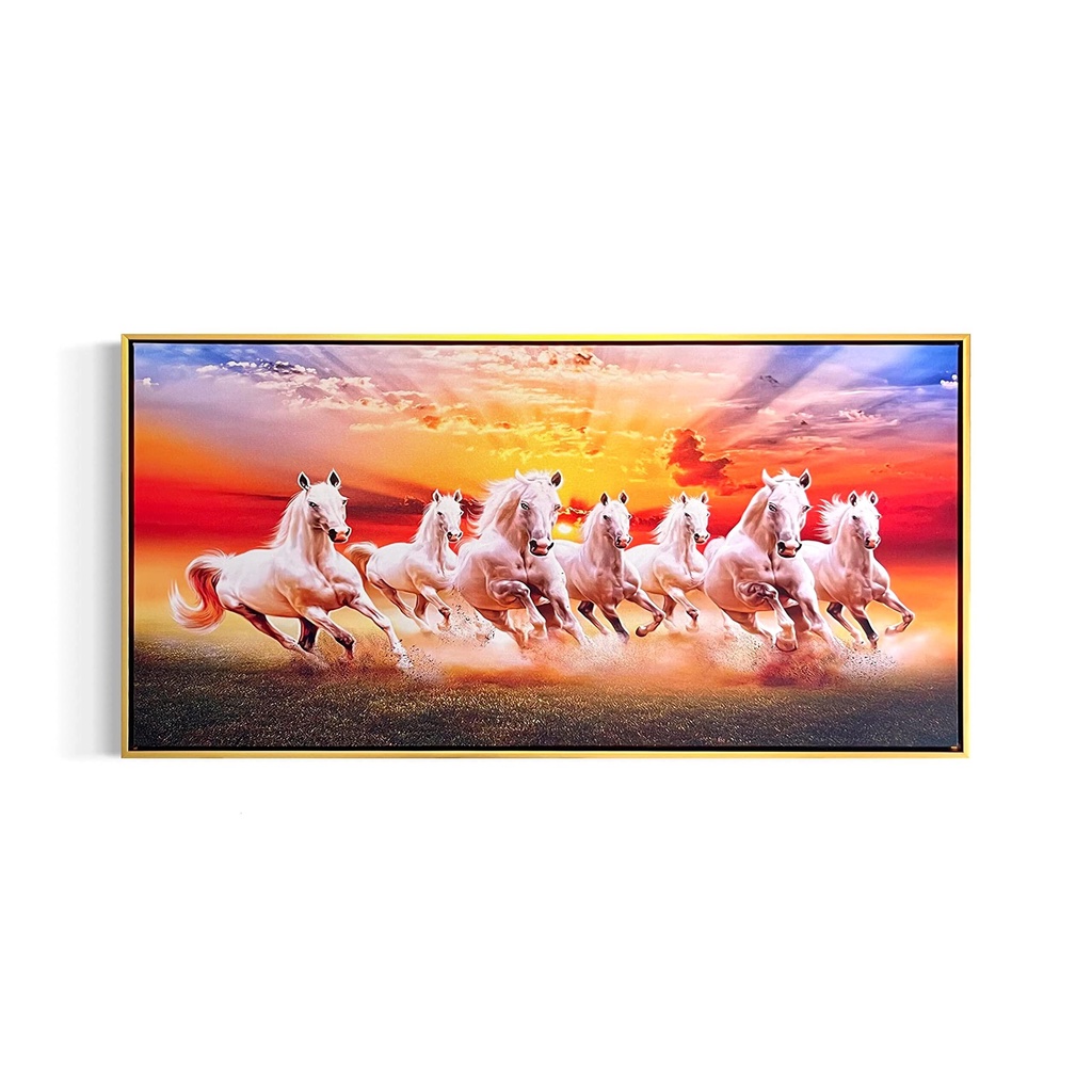 Seven Horses Running Painting Vastu Canvas Print Framed Wall Art 7 ...