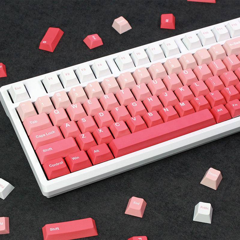Gradient PBT Keycaps Set With Puller Cherry Profile 124 Keys Cross Axis