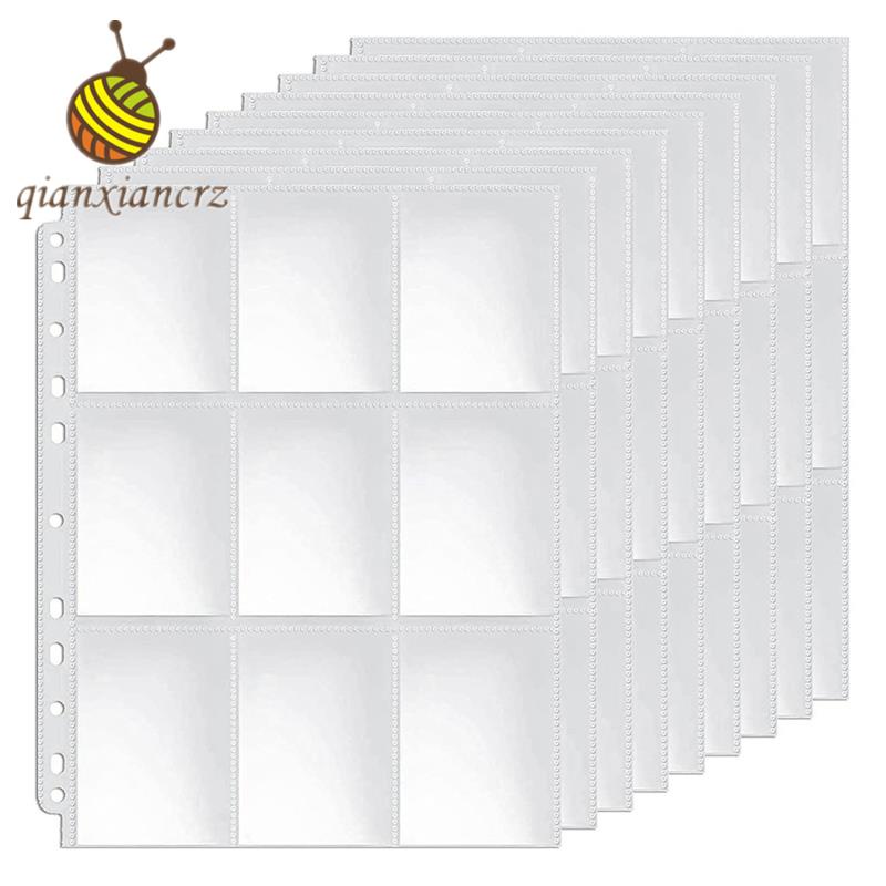 Pockets Double-Sided Trading Card Pages Sleeves 9-Pocket Clear Plastic Game  Card Protectors for Fit 3 Ring Binder 