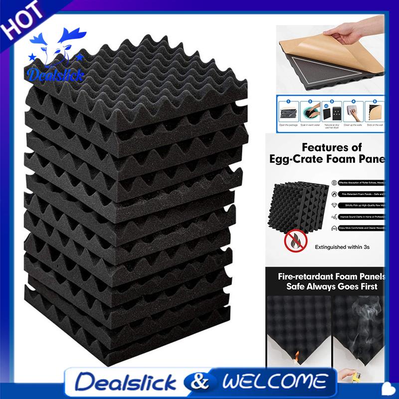 【Dealslick】12 Pack Self-Adhesive Sound Proof Foam Panels, High Density ...