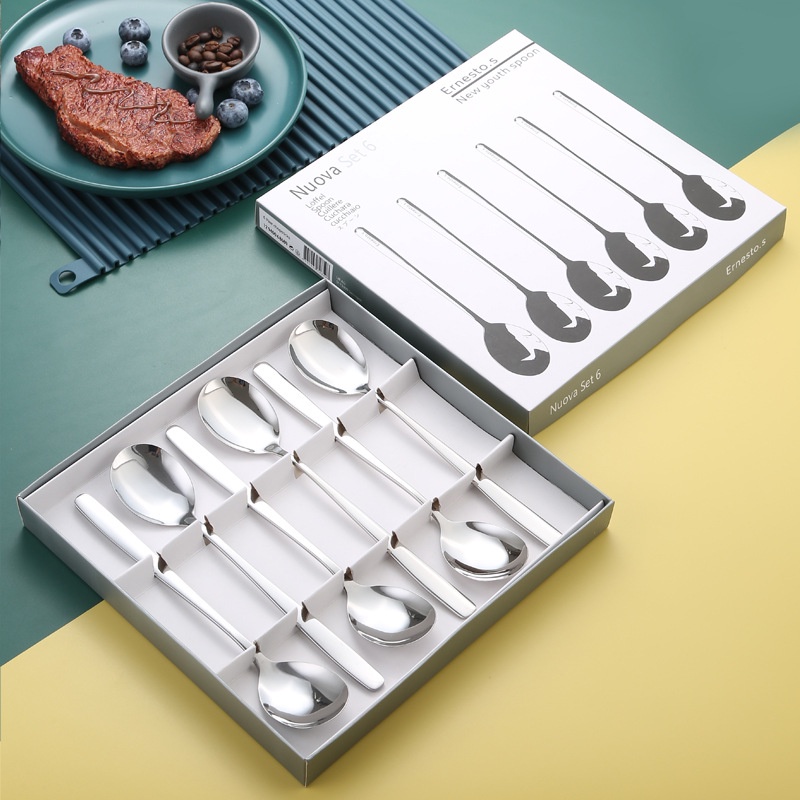 6 Pieces/pack 304 Stainless Steel Korean Spoons Forks Gift Box ...
